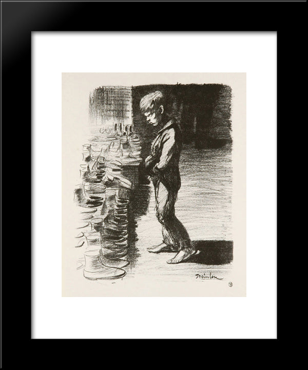 A Propos Des Bottes 20x24 Black Modern Wood Framed Art Print Poster by Steinlen, Theophile