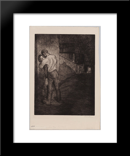 Amants De Village 20x24 Black Modern Wood Framed Art Print Poster by Steinlen, Theophile