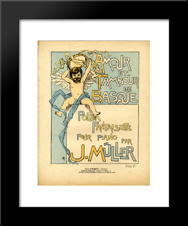 Amour Et Tambour De Basque 20x24 Black Modern Wood Framed Art Print Poster by Steinlen, Theophile