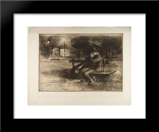 Amoureux Sur Un Banc 20x24 Black Modern Wood Framed Art Print Poster by Steinlen, Theophile