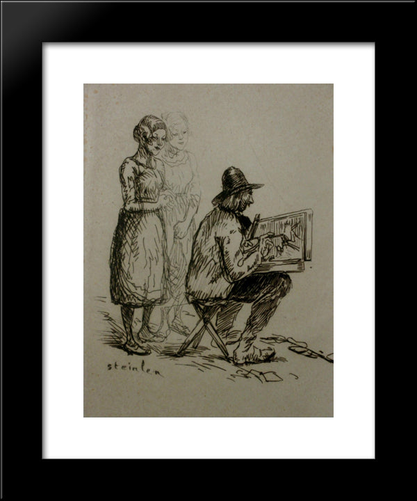 Artist Drawing 20x24 Black Modern Wood Framed Art Print Poster by Steinlen, Theophile