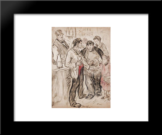 At The Bar Kids 20x24 Black Modern Wood Framed Art Print Poster by Steinlen, Theophile