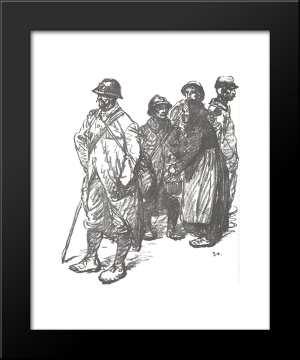 Au Cantonnement 20x24 Black Modern Wood Framed Art Print Poster by Steinlen, Theophile