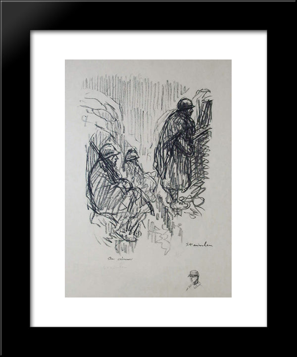 Au Creneau 20x24 Black Modern Wood Framed Art Print Poster by Steinlen, Theophile