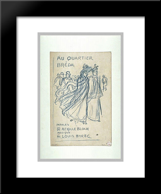 Au Quartier Breda Sketch 20x24 Black Modern Wood Framed Art Print Poster by Steinlen, Theophile