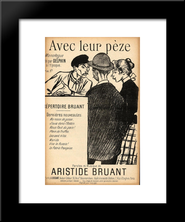 Avec Leur Peze 20x24 Black Modern Wood Framed Art Print Poster by Steinlen, Theophile