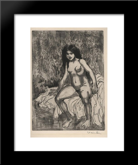 Baigneuse En Plein Air 20x24 Black Modern Wood Framed Art Print Poster by Steinlen, Theophile