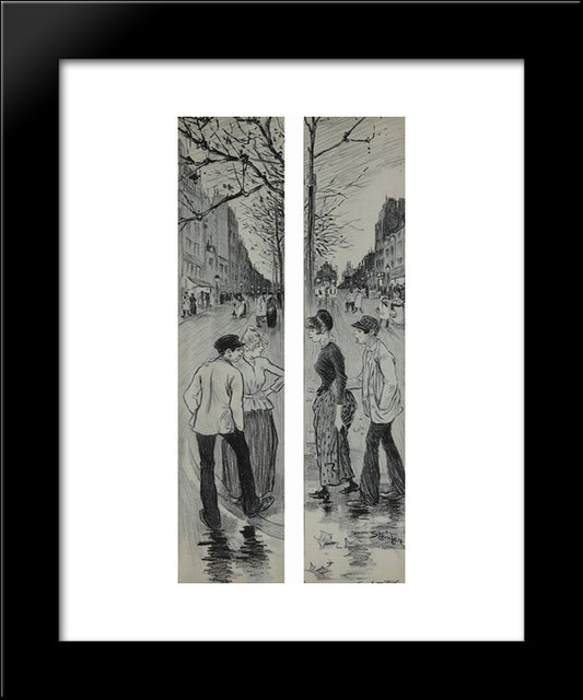 Belleville-Menilmontant Original Drawin 20x24 Black Modern Wood Framed Art Print Poster by Steinlen, Theophile