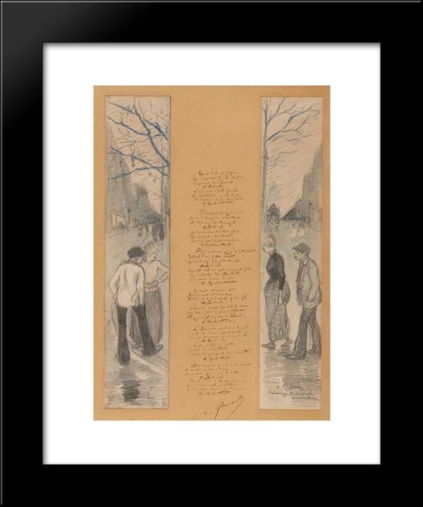 Belleville-Menilmontant Original Drawing 20x24 Black Modern Wood Framed Art Print Poster by Steinlen, Theophile