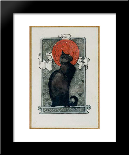 Black Cat 20x24 Black Modern Wood Framed Art Print Poster by Steinlen, Theophile