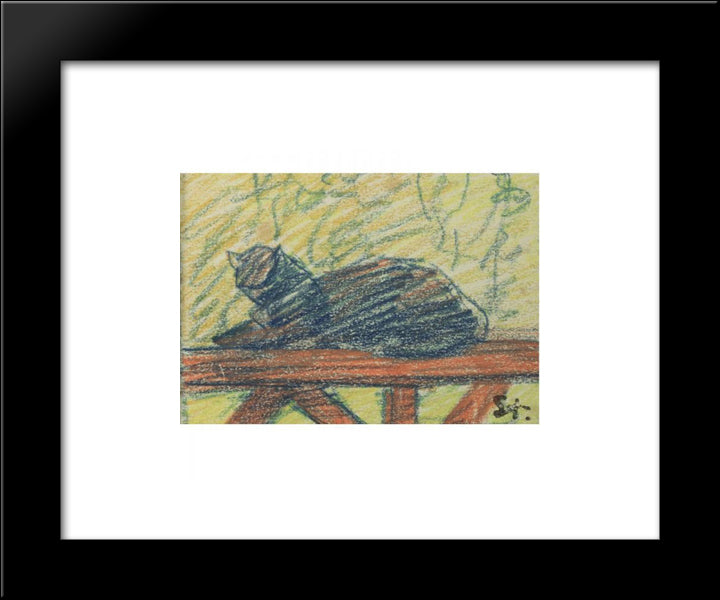 Blue Cat 20x24 Black Modern Wood Framed Art Print Poster by Steinlen, Theophile