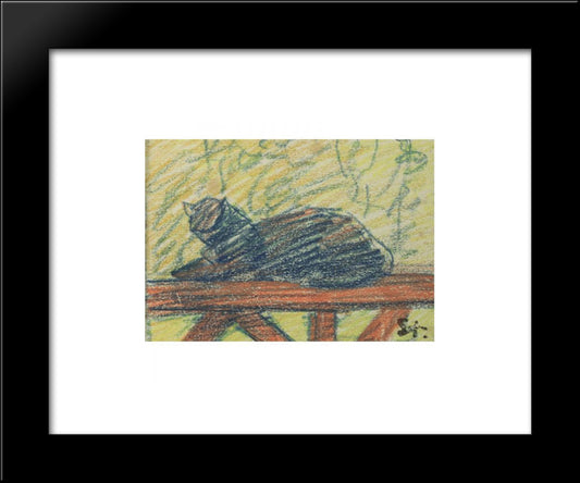 Blue Cat 20x24 Black Modern Wood Framed Art Print Poster by Steinlen, Theophile