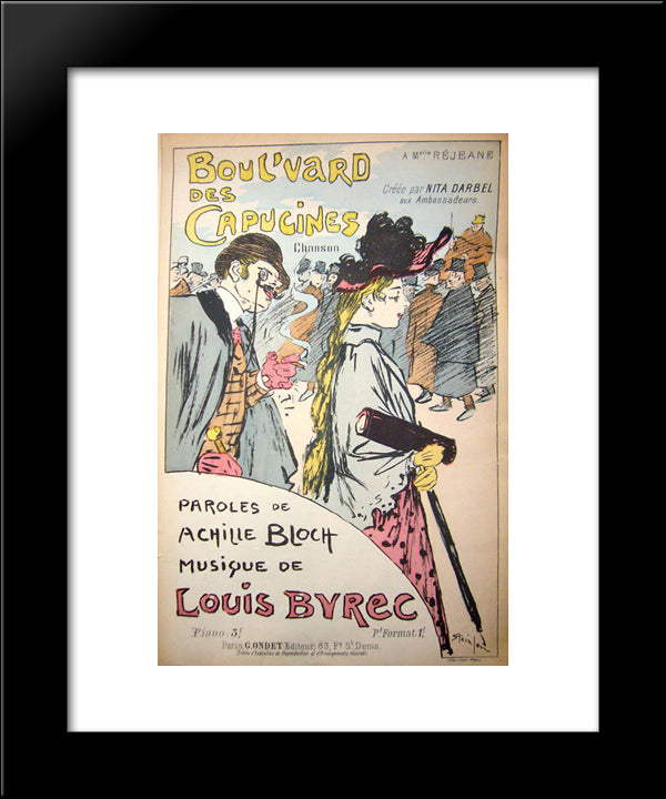 Boulvard Des Capucines 20x24 Black Modern Wood Framed Art Print Poster by Steinlen, Theophile