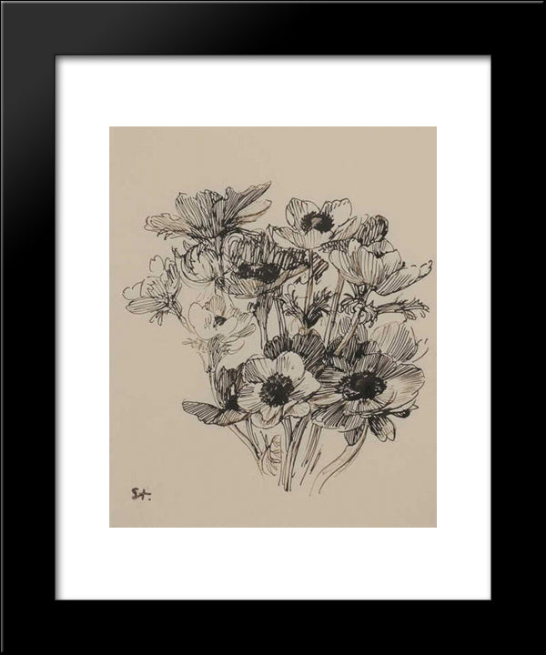Bouquet De Fleurs 20x24 Black Modern Wood Framed Art Print Poster by Steinlen, Theophile