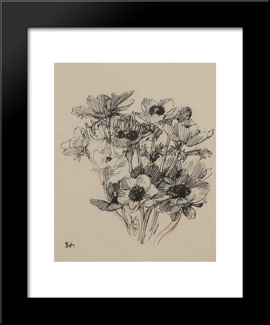 Bouquet De Fleurs 20x24 Black Modern Wood Framed Art Print Poster by Steinlen, Theophile