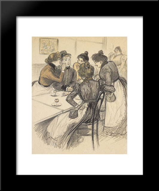 Brasserie Original Drawing 20x24 Black Modern Wood Framed Art Print Poster by Steinlen, Theophile