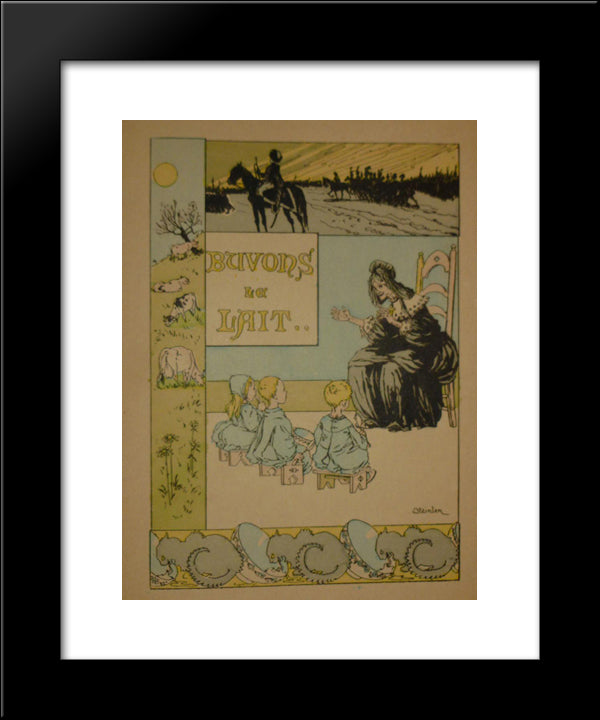 Buvons Du Lait 20x24 Black Modern Wood Framed Art Print Poster by Steinlen, Theophile