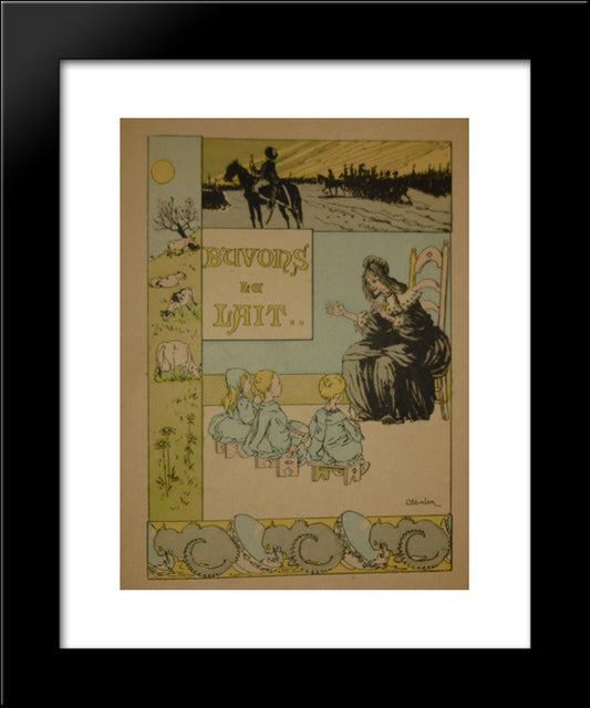 Buvons Du Lait 20x24 Black Modern Wood Framed Art Print Poster by Steinlen, Theophile