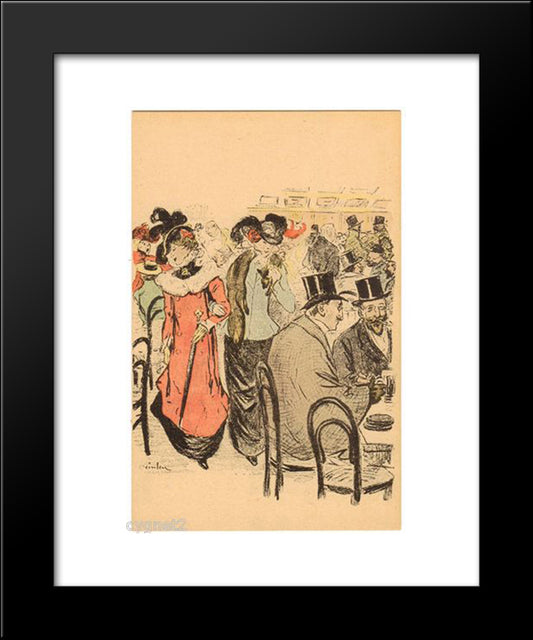 Cafe Scene 20x24 Black Modern Wood Framed Art Print Poster by Steinlen, Theophile