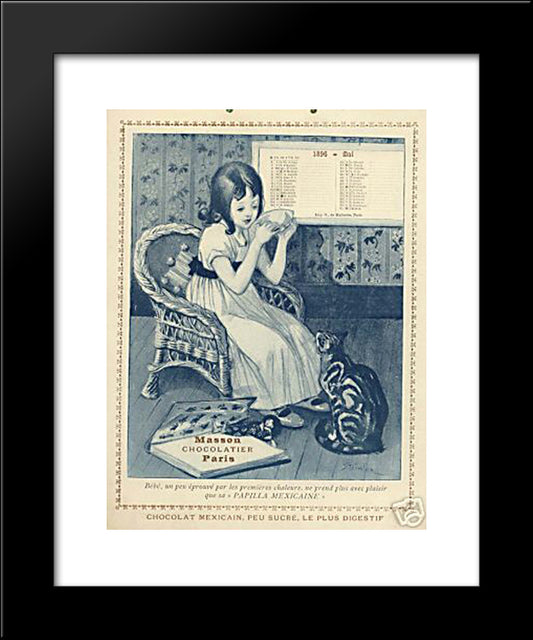 Calendrier Masson 20x24 Black Modern Wood Framed Art Print Poster by Steinlen, Theophile