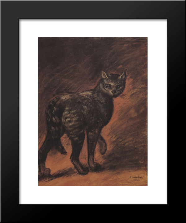 Cat 20x24 Black Modern Wood Framed Art Print Poster by Steinlen, Theophile
