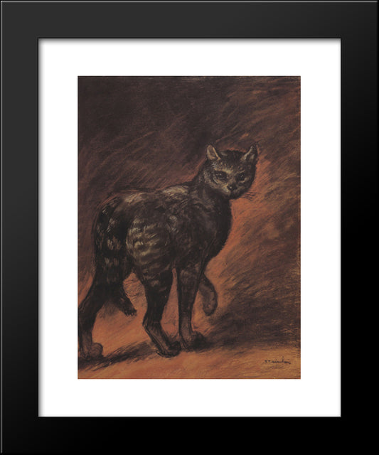 Cat 20x24 Black Modern Wood Framed Art Print Poster by Steinlen, Theophile