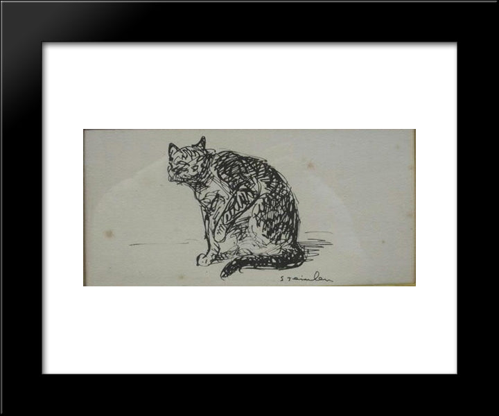 Cat Binoche 20x24 Black Modern Wood Framed Art Print Poster by Steinlen, Theophile