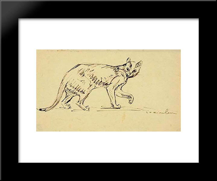 Cat Walking 20x24 Black Modern Wood Framed Art Print Poster by Steinlen, Theophile