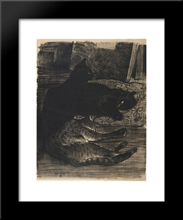 Cats 20x24 Black Modern Wood Framed Art Print Poster by Steinlen, Theophile