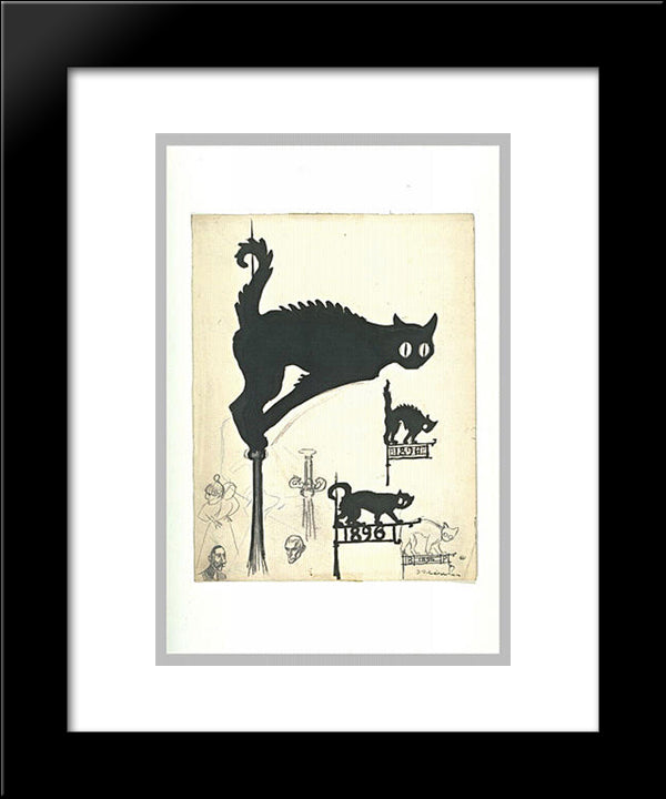 Cats 20x24 Black Modern Wood Framed Art Print Poster by Steinlen, Theophile