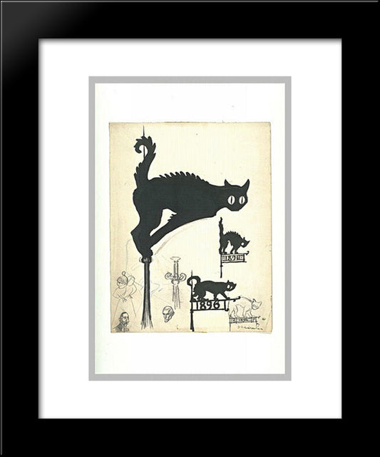 Cats 20x24 Black Modern Wood Framed Art Print Poster by Steinlen, Theophile