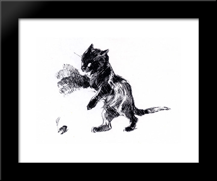 Cat'S Paw In Blurring Motion 20x24 Black Modern Wood Framed Art Print Poster by Steinlen, Theophile