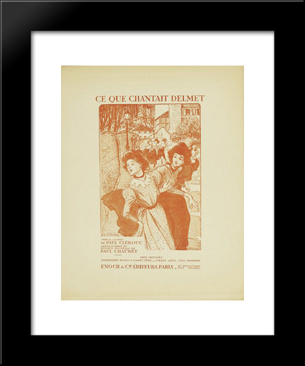Ce Que Chantait Delmet 20x24 Black Modern Wood Framed Art Print Poster by Steinlen, Theophile
