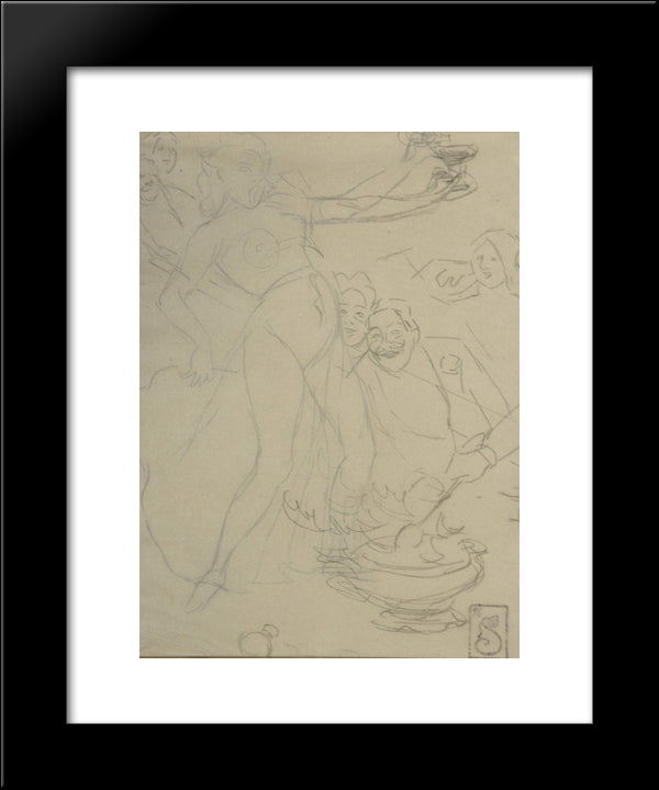 Chanson A Boire Preliminary Sketch 20x24 Black Modern Wood Framed Art Print Poster by Steinlen, Theophile