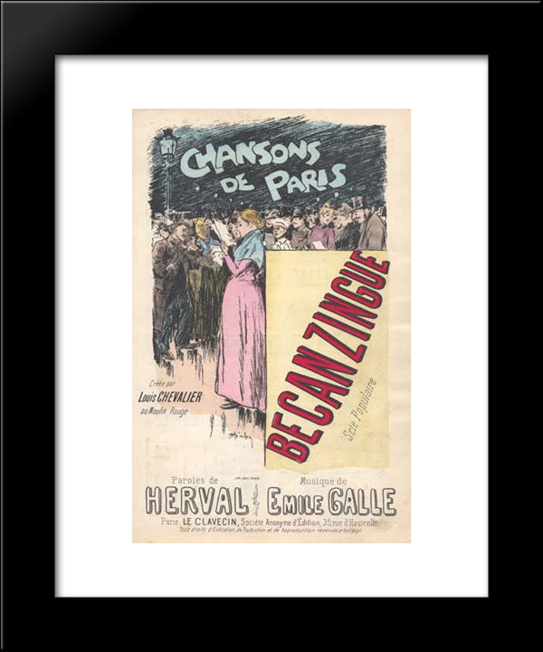 Chansons De Paris 20x24 Black Modern Wood Framed Art Print Poster by Steinlen, Theophile