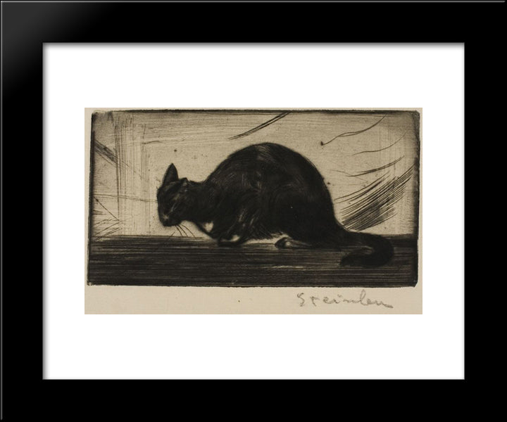 Chat Faisant Le Gros Dos 20x24 Black Modern Wood Framed Art Print Poster by Steinlen, Theophile