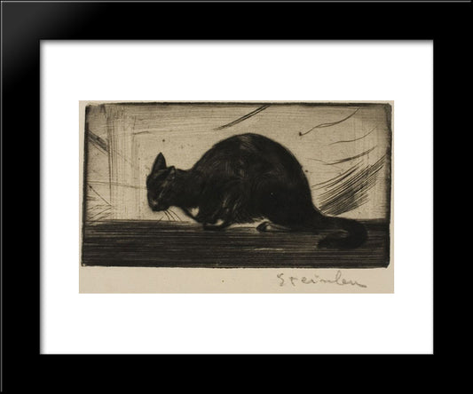 Chat Faisant Le Gros Dos 20x24 Black Modern Wood Framed Art Print Poster by Steinlen, Theophile