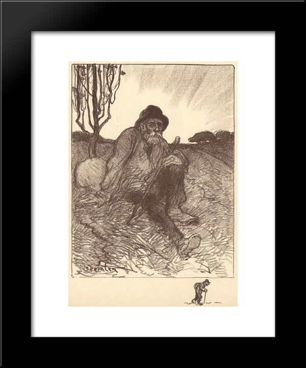 Chemineau Assis 20x24 Black Modern Wood Framed Art Print Poster by Steinlen, Theophile