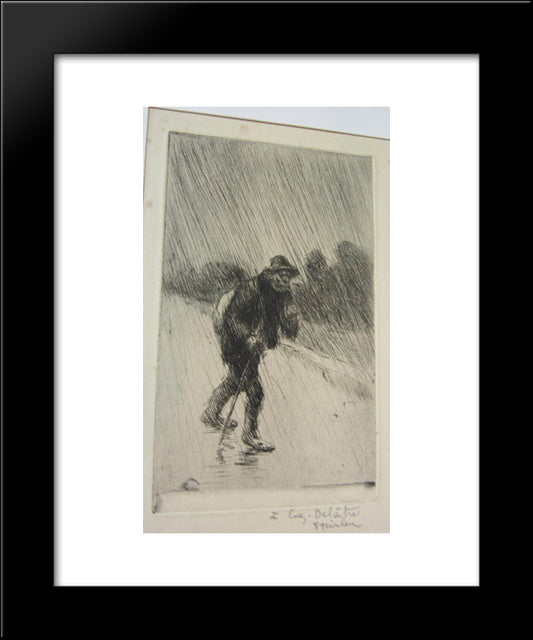 Chemineau Sous La Pluie 20x24 Black Modern Wood Framed Art Print Poster by Steinlen, Theophile