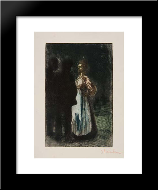 Colloque Nocturne 20x24 Black Modern Wood Framed Art Print Poster by Steinlen, Theophile