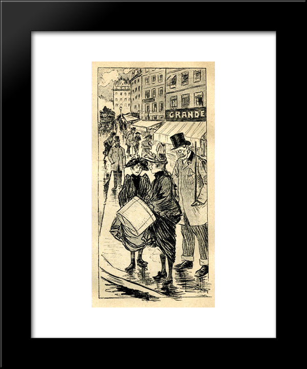 Conseil Aux Trottins 20x24 Black Modern Wood Framed Art Print Poster by Steinlen, Theophile