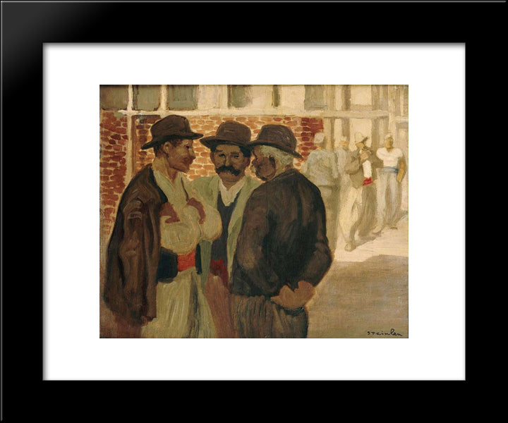 Construction Workers 20x24 Black Modern Wood Framed Art Print Poster by Steinlen, Theophile