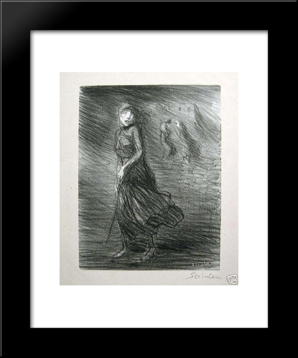 Copy Of Steinlen Dans La Rue 20x24 Black Modern Wood Framed Art Print Poster by Steinlen, Theophile