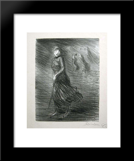 Copy Of Steinlen Dans La Rue 20x24 Black Modern Wood Framed Art Print Poster by Steinlen, Theophile