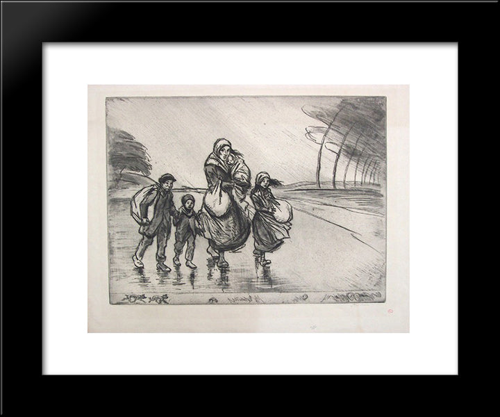 Coup De Vent 20x24 Black Modern Wood Framed Art Print Poster by Steinlen, Theophile