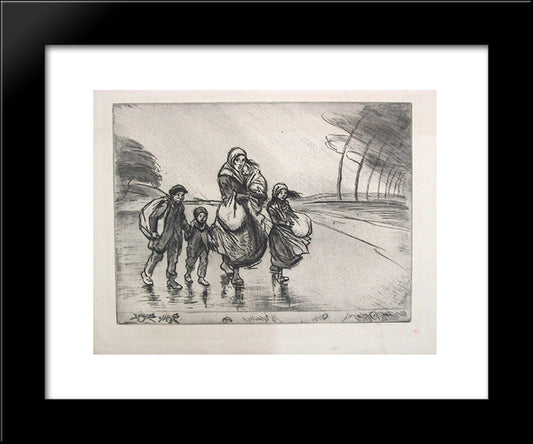 Coup De Vent 20x24 Black Modern Wood Framed Art Print Poster by Steinlen, Theophile
