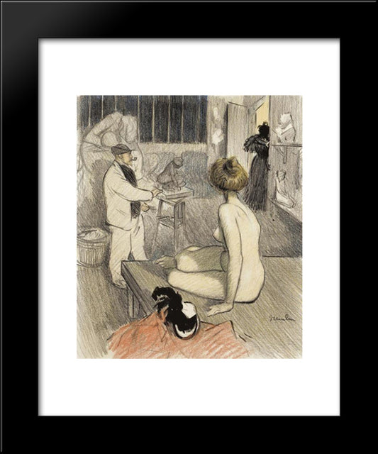 Coup Double - Original Drawing 20x24 Black Modern Wood Framed Art Print Poster by Steinlen, Theophile