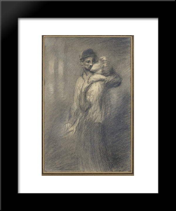 Couple 20x24 Black Modern Wood Framed Art Print Poster by Steinlen, Theophile