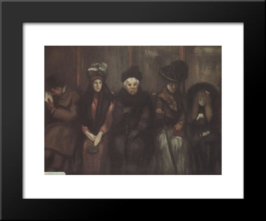 Dans Le Tramway 20x24 Black Modern Wood Framed Art Print Poster by Steinlen, Theophile