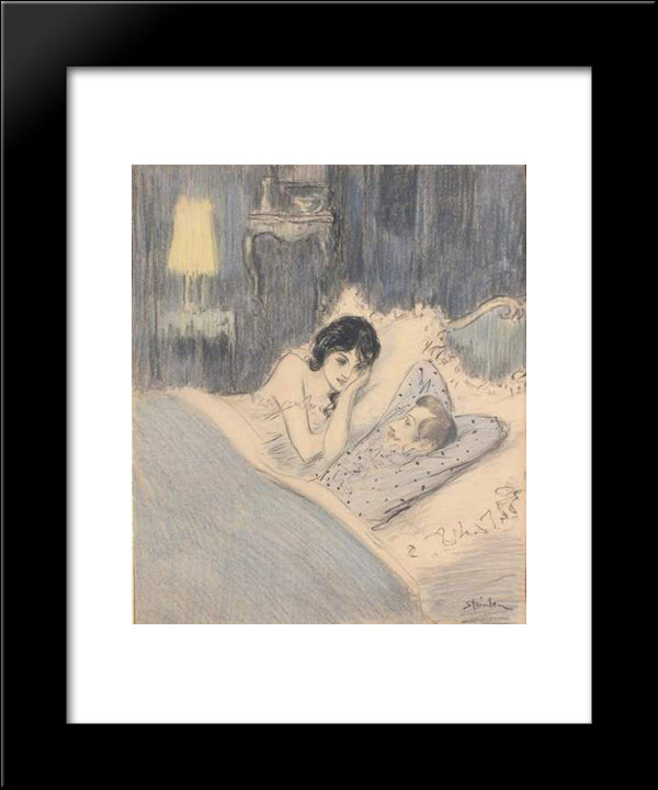 Dernier Cri - Original Drawing 20x24 Black Modern Wood Framed Art Print Poster by Steinlen, Theophile